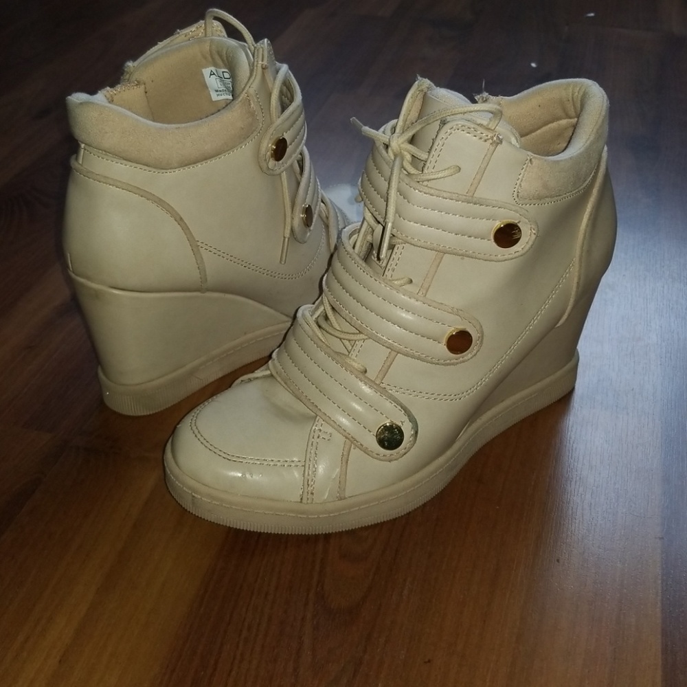 Beige Aldo Sneaker Wedges